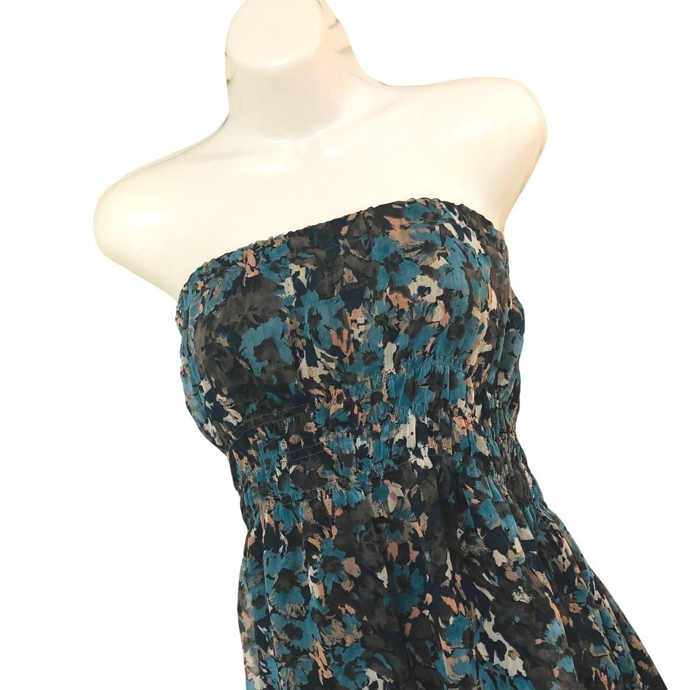 YA Los Angeles Womens Silk Strapless Babydoll‎ Dress Coquette Fairy Smock Ruch S